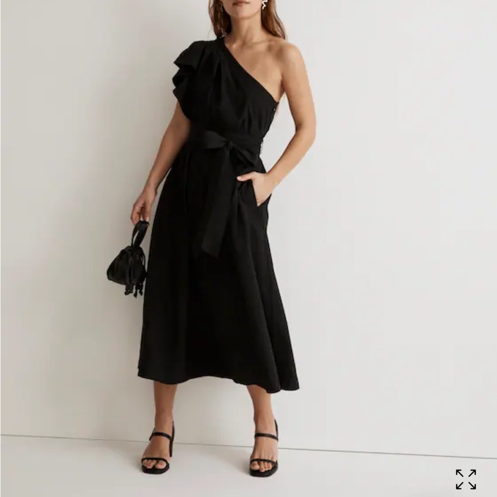 Madewell Black One-Shoulder Dress‎